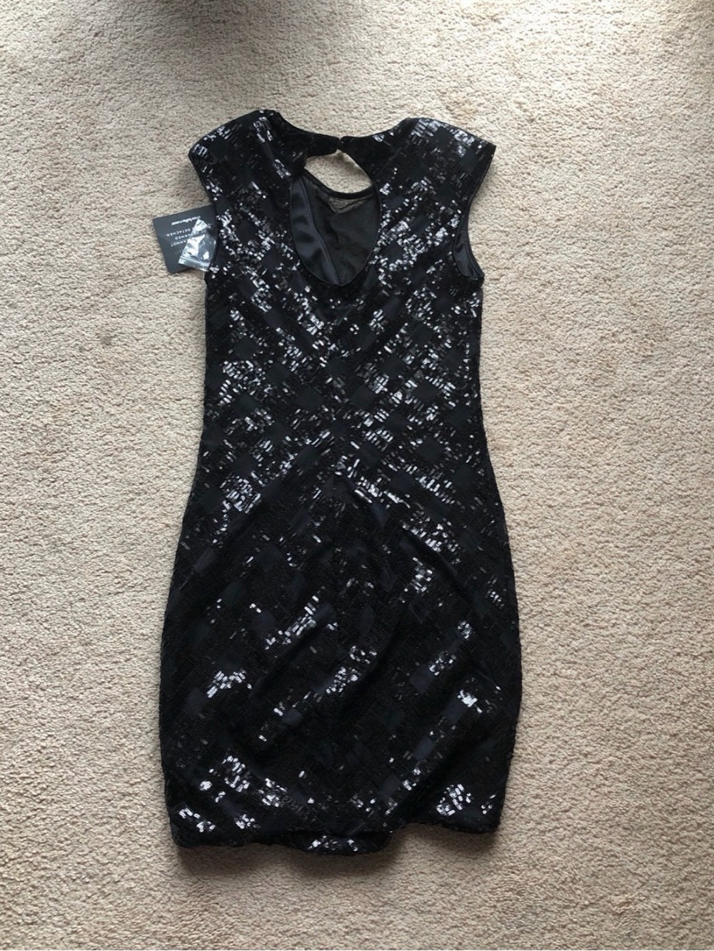 BNWT Charlotte Russe Little black dress Black Sequin Cap-Sleeve Bodycon size sm